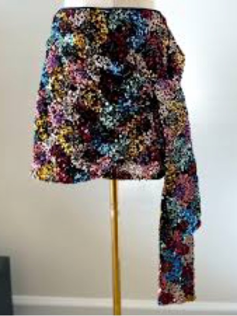 Zara multicolor faux wrap mini skirt covered entirely in sparkling sequins Sz S